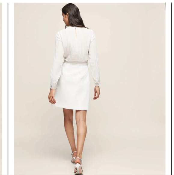 Reiss Bruna Lace Trim A Line Dress - Picture 3 of 13